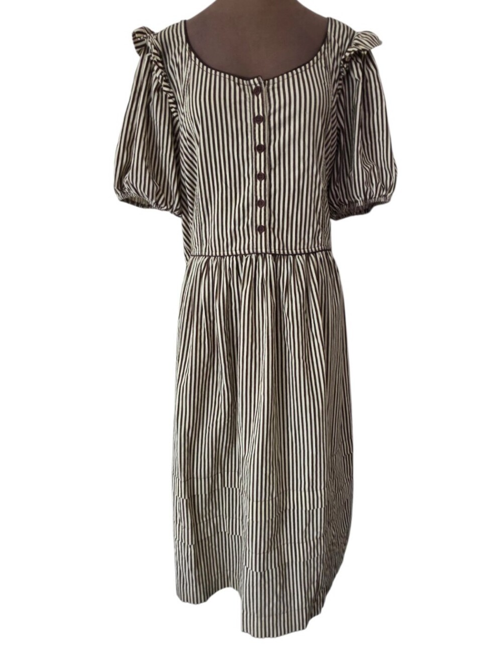 Free People Collier Cord Midi Dress – Brown Stripe Size Large - Picture 2 of 15